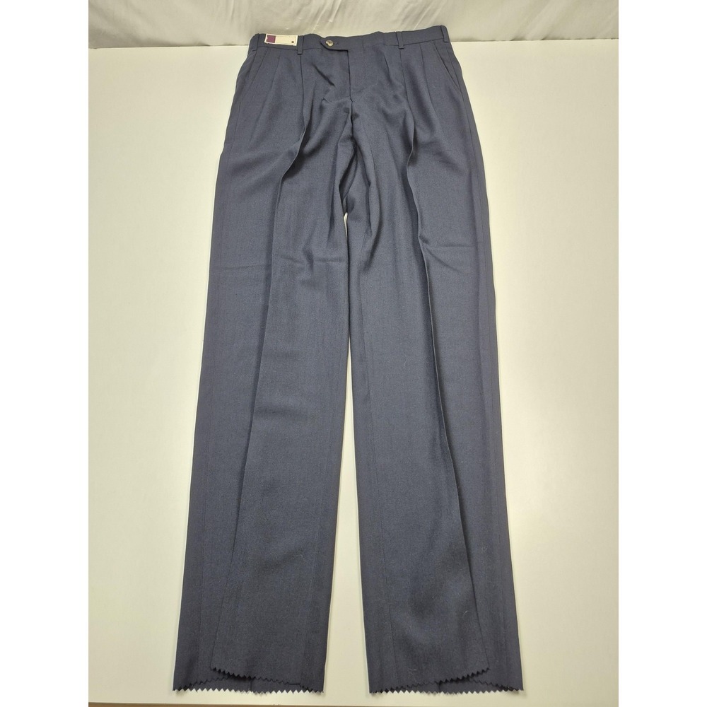VTG Racquet Club Dress Pants Men's 36x36 Blue Wool Blend Pleated USA Unhemmed